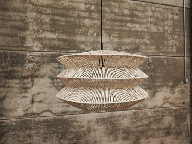 Pantalla para lámpara de techo Dakit de ratán con acabado aclarado 60 x 39 cm