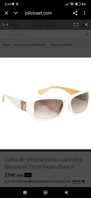 Gafas de sol Fendi cuadradas polarizadas blancas