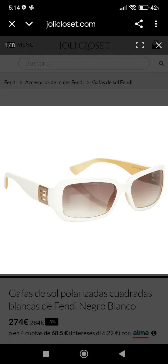 Gafas de sol Fendi cuadradas polarizadas blancas