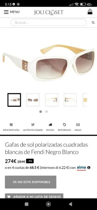 Gafas de sol Fendi cuadradas polarizadas blancas