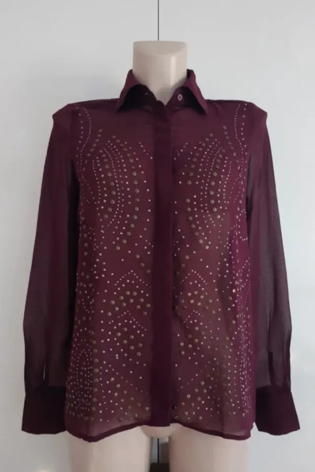 Camicia Amisu con borchie viola