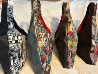 Bolso de piel artesanal multicolor