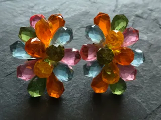 Pendientes de clip vintage abalorios multicolor