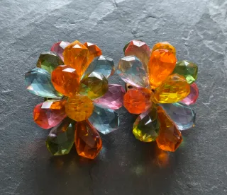 Pendientes de clip vintage abalorios multicolor