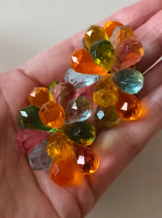 Pendientes de clip vintage abalorios multicolor