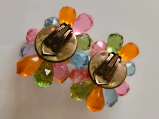 Pendientes de clip vintage abalorios multicolor