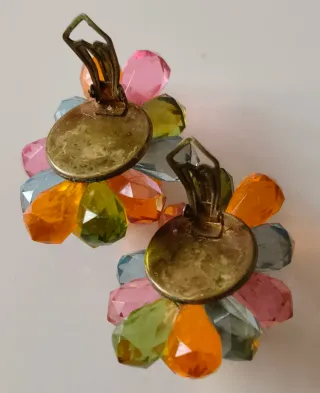 Pendientes de clip vintage abalorios multicolor