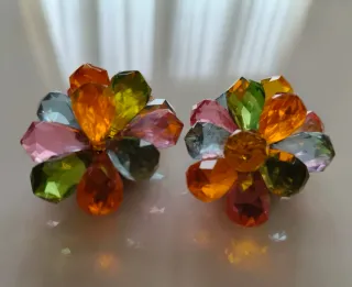 Pendientes de clip vintage abalorios multicolor