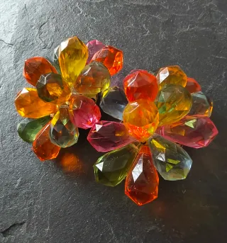 Pendientes de clip vintage abalorios multicolor