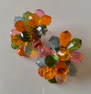 Pendientes de clip vintage abalorios multicolor