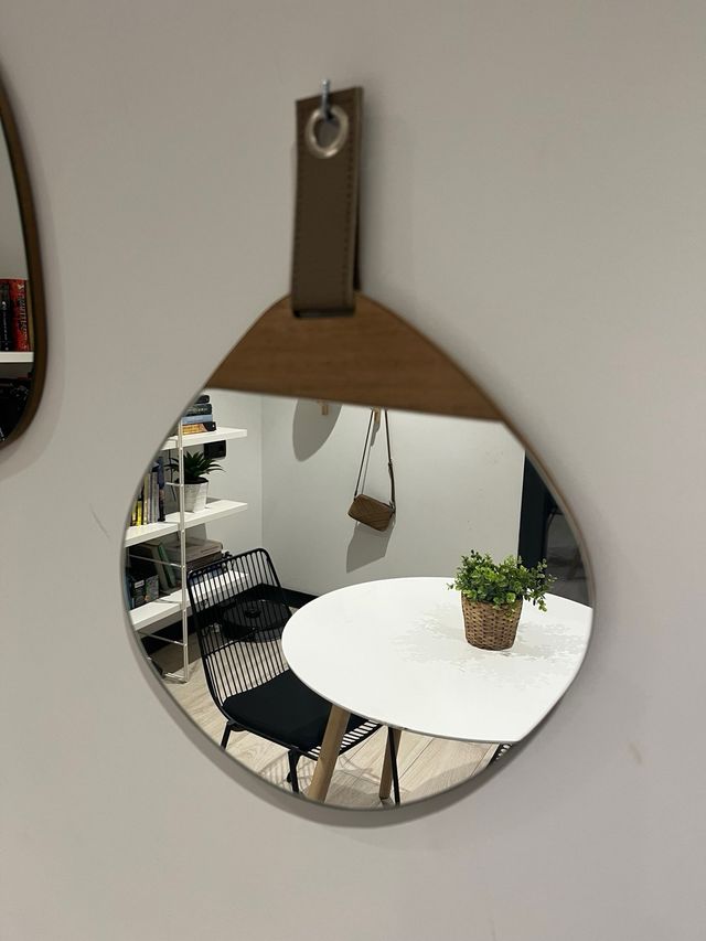 Espejos diseño madera y cuero