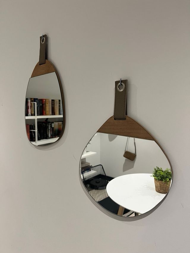 Espejos diseño madera y cuero