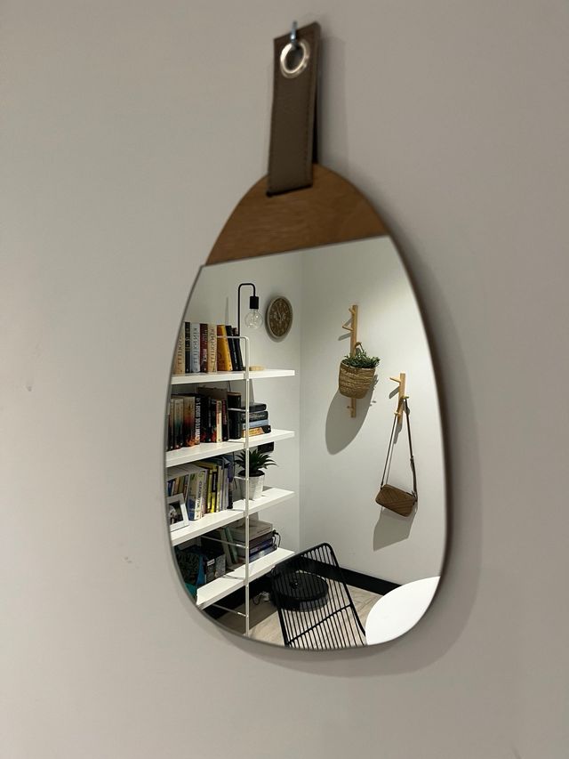 Espejos diseño madera y cuero