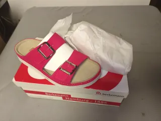 Sandalias Berkemann rosas y blancas