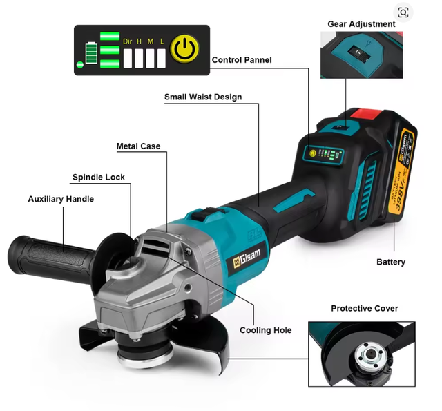 Amoladora Gisam Batería 2000W Brushless