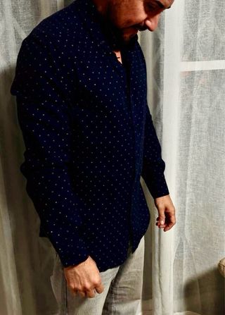 Camisa Massimo Dutti Hombre Azul Estampada