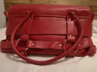 Bolso Piel Rojo Cortefiel Hebilla Grande