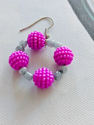 Pendientes exclusivos rosa y gris