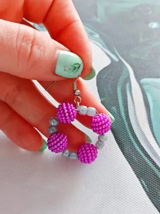 Pendientes exclusivos rosa y gris