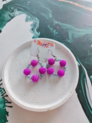 Pendientes exclusivos rosa y gris
