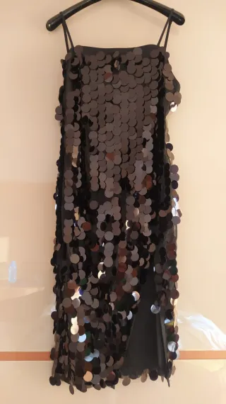 Abito corto paillettes nere