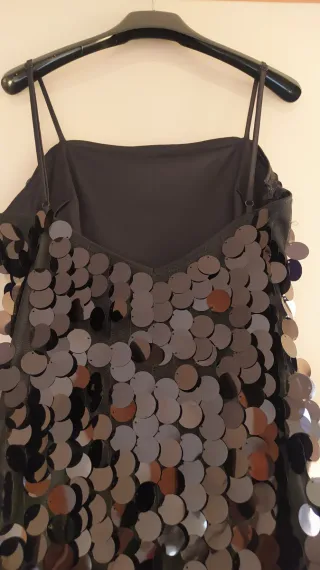 Abito corto paillettes nere