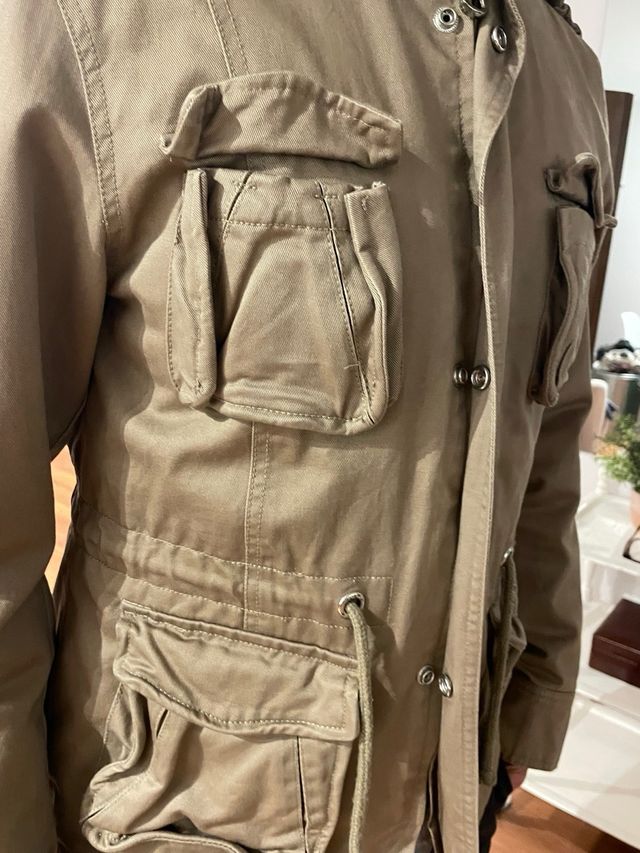 Parka Zara Hombre Talla M Verde Militar