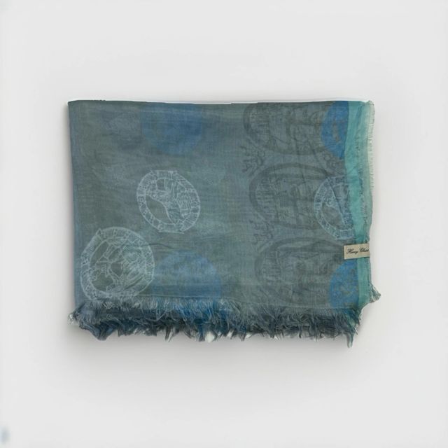 Sciarpa Henry Christ Misto Seta Blu Grigio