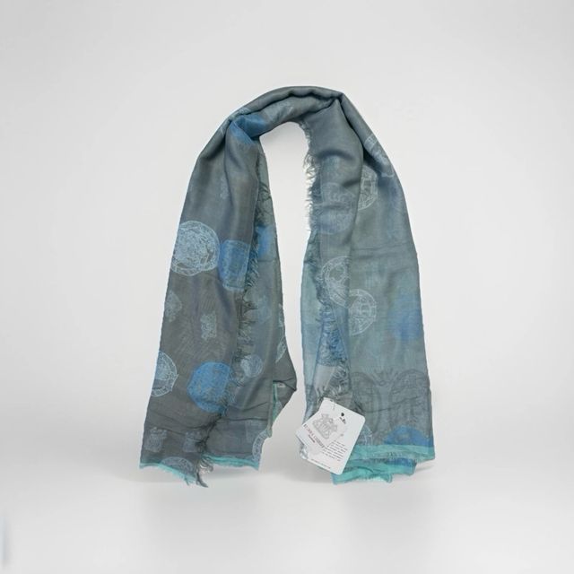 Sciarpa Henry Christ Misto Seta Blu Grigio