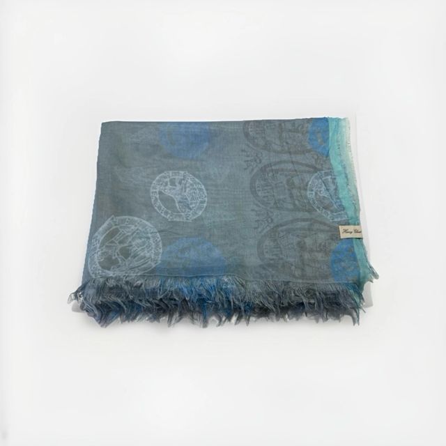 Sciarpa Henry Christ Misto Seta Blu Grigio