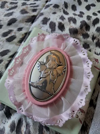 Bomboniera angelo rosa e argento