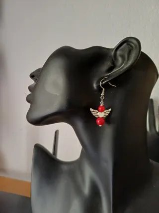 Orecchini angelo con cuore rosso