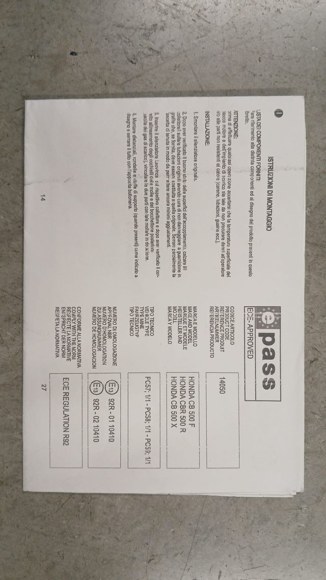 ESCAPE HONDA CBR 500 R LEOVINCE