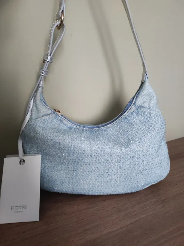 Borsa jeans POTRI con strass