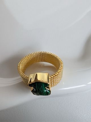 Anillo Oso Malakita Dorado