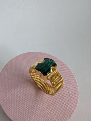 Anillo Oso Malakita Dorado