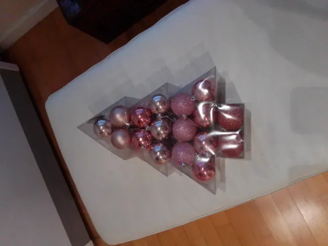 Abeto Bolas Navidad Rosa y Plateado