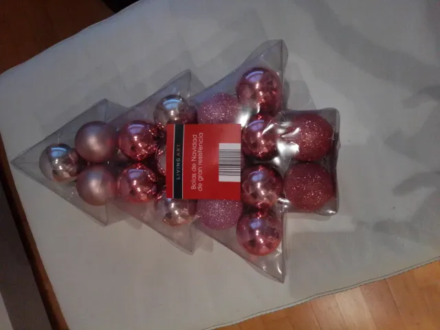 Abeto Bolas Navidad Rosa y Plateado