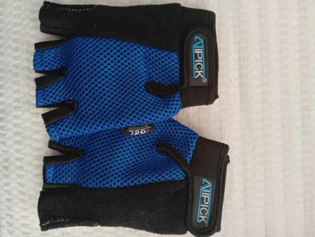Guantes Halterofilia ATIPICK Malla Gel Azul Talla