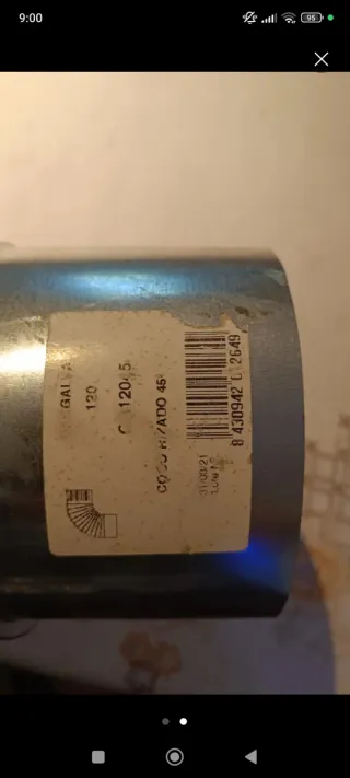 Codo chimenea 120mm 45° a estrenar