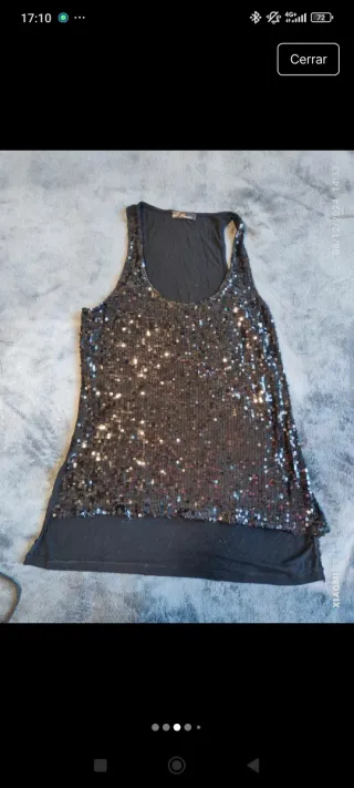 Top lentejuelas negro talla S