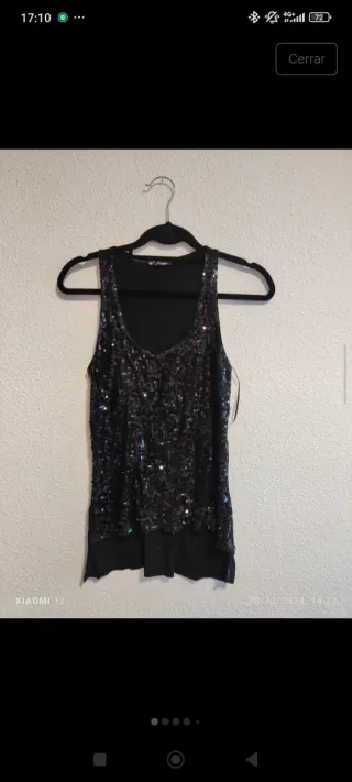 Top lentejuelas negro talla S