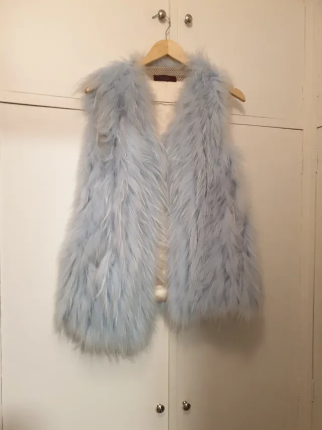 Chaleco Piel Natural Azul Talla Única de RACOON