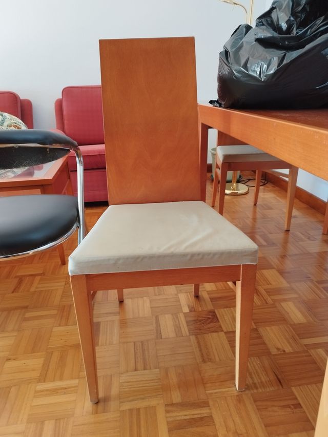 Sillas de comedor madera y tela