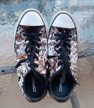 Zapatillas Converse Lentejuelas Doradas y Plateada