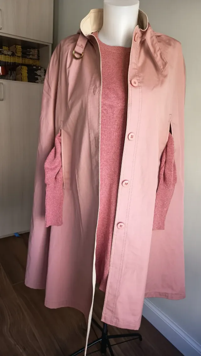 Trench poncho rosa vintage