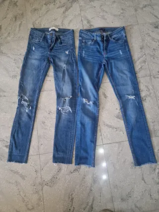 2 Pantalones vaqueros desgastados talla 34