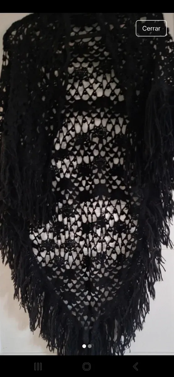 Pañuelo Crochet Negro Hecho a Mano