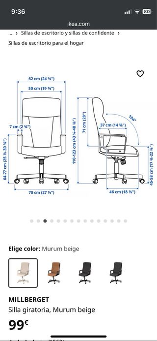 Silla de oficina Ikea MILLBERGET