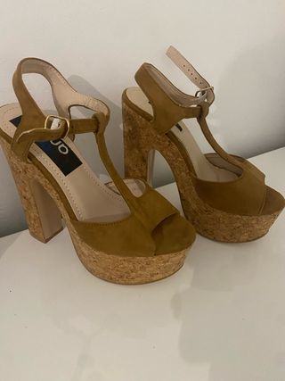 Sandalias de cuña verano beige/marrón